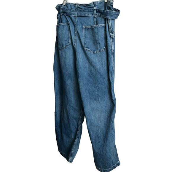 POLO RALPH LAUREN "PAPERBAG" JEANS, WOMENS, 32R, WIDE LEG, HIGH-RISE, BELT - Picture 7 of 12